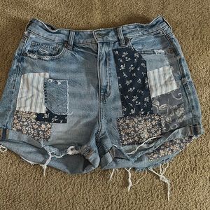 American eagle patchwork denim mom shorts.